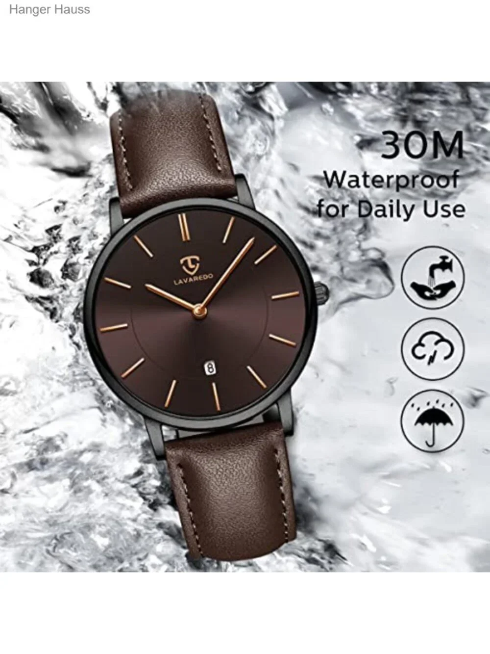 Men's Ultra-Thin Minimalist Analog Leather Watch Quartz 3ATM